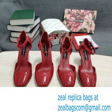 Dolce  &  Gabbana Heel 6.5cm/10.5cm Patent leather Mary Janes Red with Geometric Heel 2022